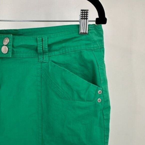 Lulu-B Womens Flat Front Hi Rise Stretch Ankle Cropped Pants Kelly Green Size 12 - Picture 13 of 16